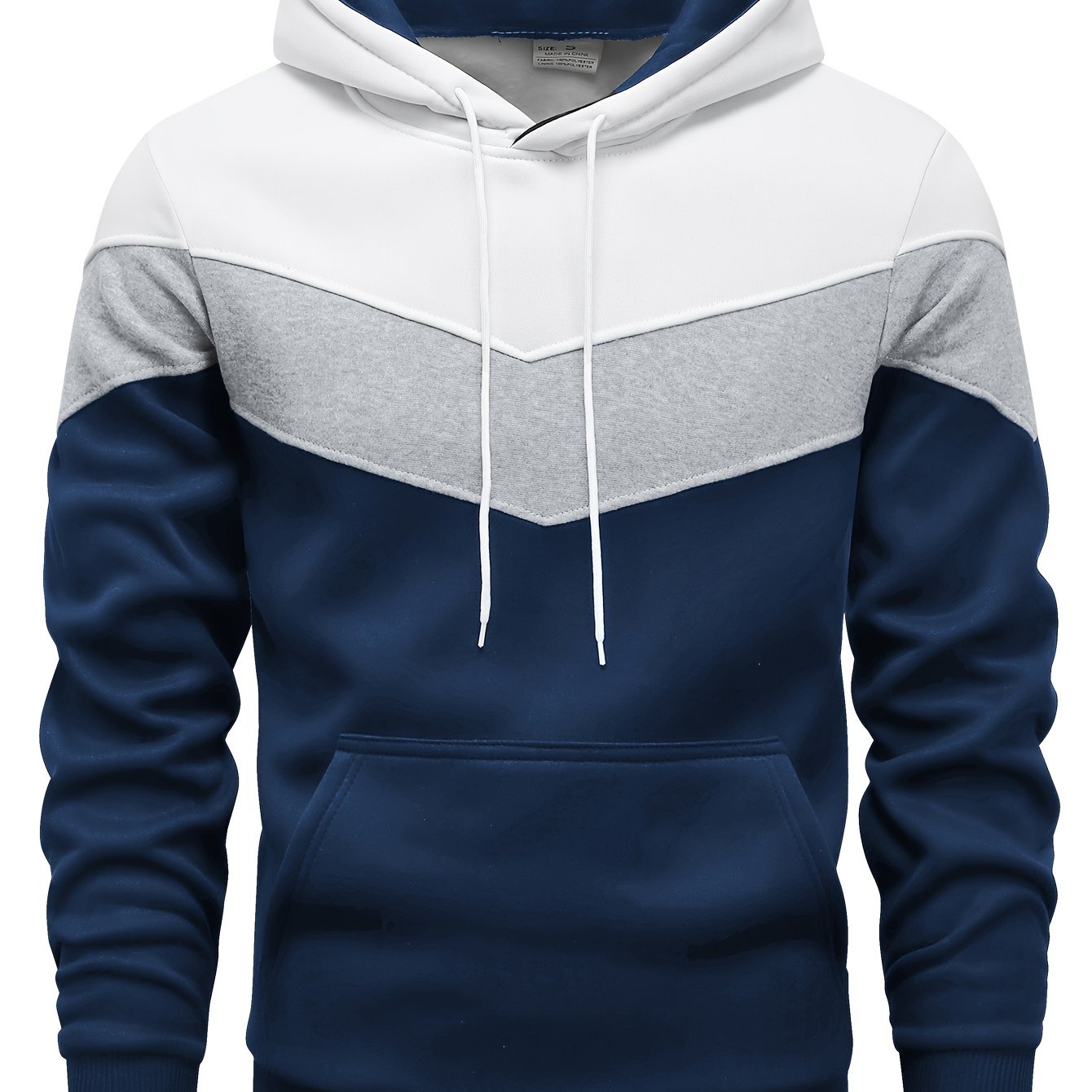 Men's Color Block Hoodie with Kangaroo Pocket - Perfect Streetwear Gift for Winter and Fall