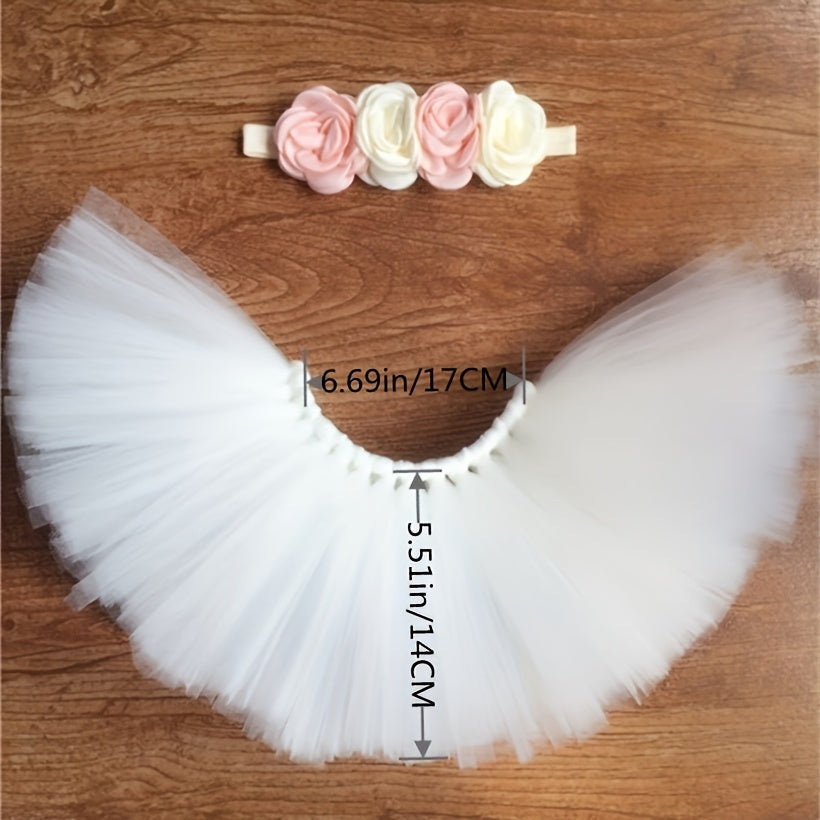 Beautiful Tutu Skirt and Headband Photo Set, Perfect for Christmas, Halloween, Thanksgiving, New Year's, and Valentine's Day Gifts