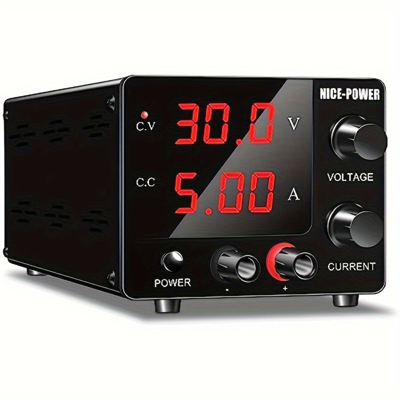 NICE POWER SPS-E305 Lab DC Power Supply: 30V, 5A, Adjustable Voltage and Current, LED Display, Weatherproof, Cold Resistant, European Standard Plug, No Assembly Required, Digital Display