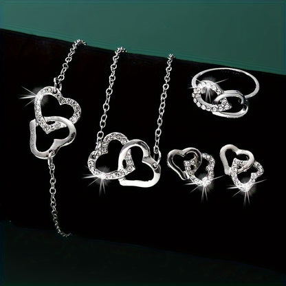 5-piece Women's Heart Jewelry Set