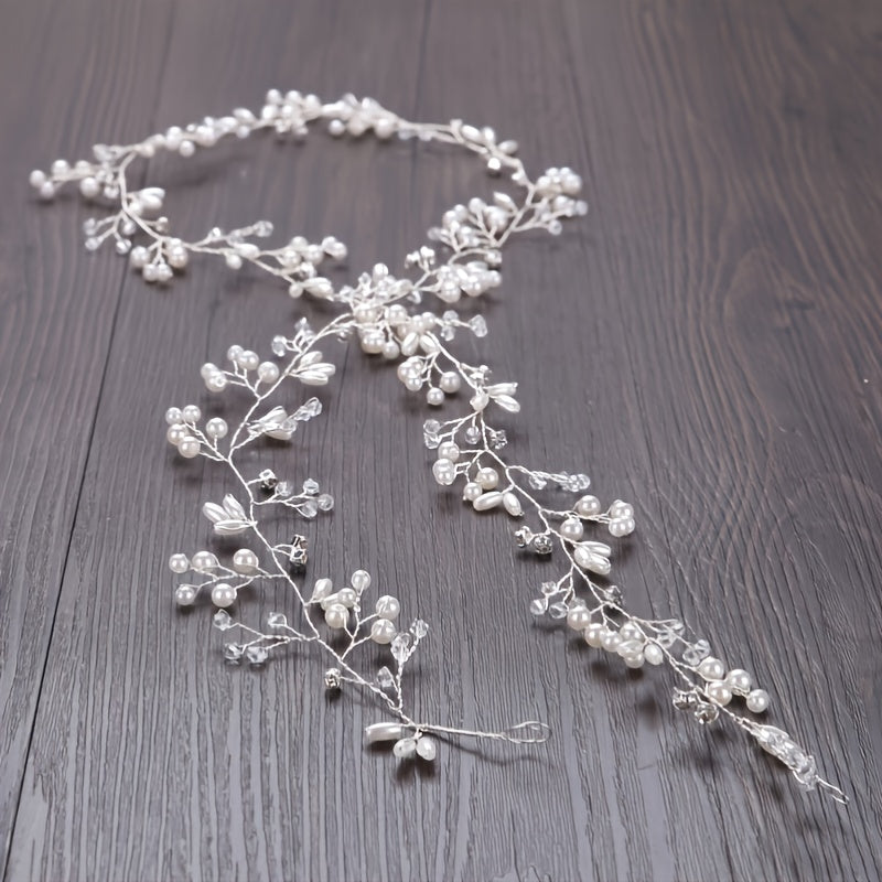 Handmade Wedding Bridal Headbands for Bridesmaids and Flower Girls, featuring Crystals, Faux Pearls, and Hair Vine Headwear Accessories for Women