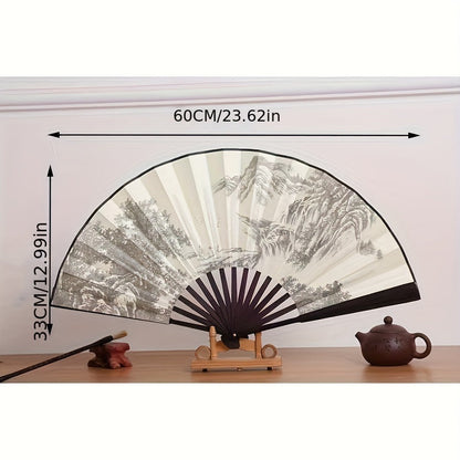 Beautiful 10-inch Bamboo Folding Fan featuring a Dual-Sided Silk Design - Inspired by Traditional Chinese Style, Ideal for Women's Fashion Accessory, Generous Size, Luxurious Silk Material