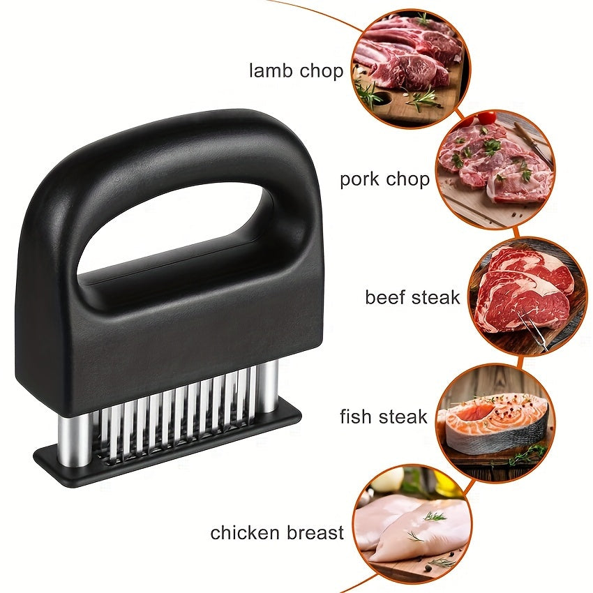 Enhance Flavor with JATEN 48-Blade Meat Tenderizer- Durable Stainless Steel Tenderizer with Ultra Sharp Needles - Perfect for Tenderizing Beef, Pork, Turkey, and Fish - Great for Marinades, BBQs, and Cooking