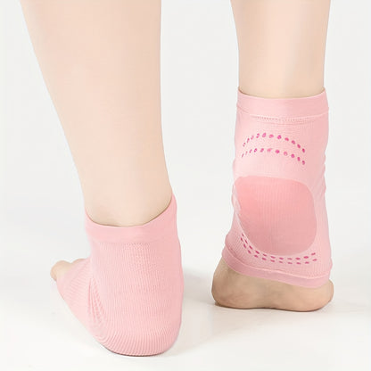 Moisturizing heel sleeves for women and men to prevent cracking, exfoliate, soften, and support heels.