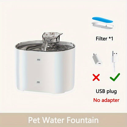 Cat Water Fountain with Ultra-Silent Pump, Fresh Filtered Water, Large Capacity, USB Powered, No Battery Needed.