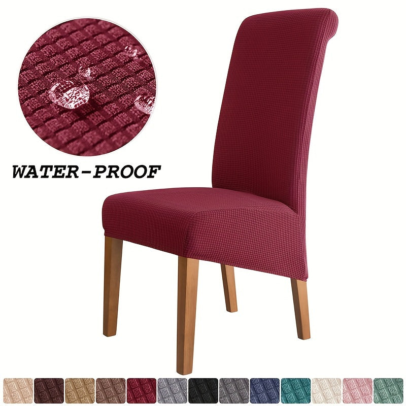 Water resistant dining chair slipcover for large chairs. Spill-proof and elastic, suitable for dining room, weddings, ceremonies, and banquets.