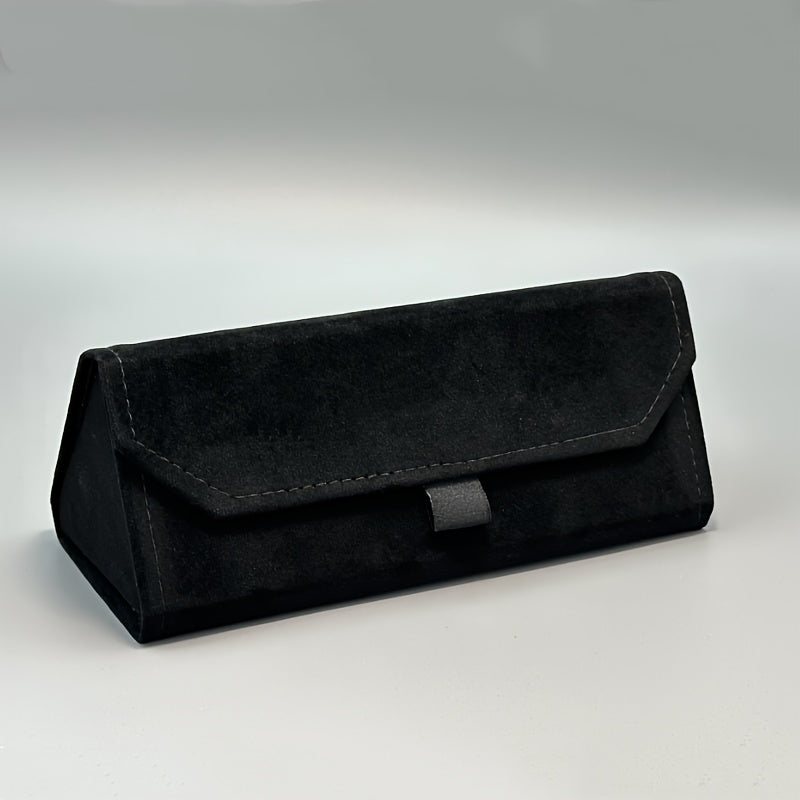 Triangular Folding Glasses Case made of Artificial Leather with Pull Tab, Crush-Proof and Protective Holder for Eyewear.