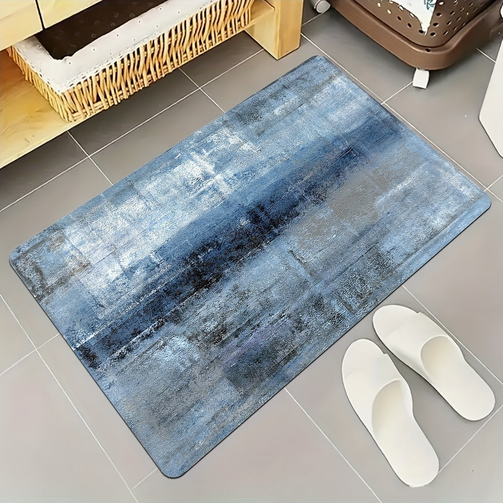 Denim Blue Tie-Dye Kitchen Mat - 100% Polyester, Hand Wash Only - Stylish and Durable Floor Mat for Modern Kitchens and Kitchen Rugs - 1 Piece