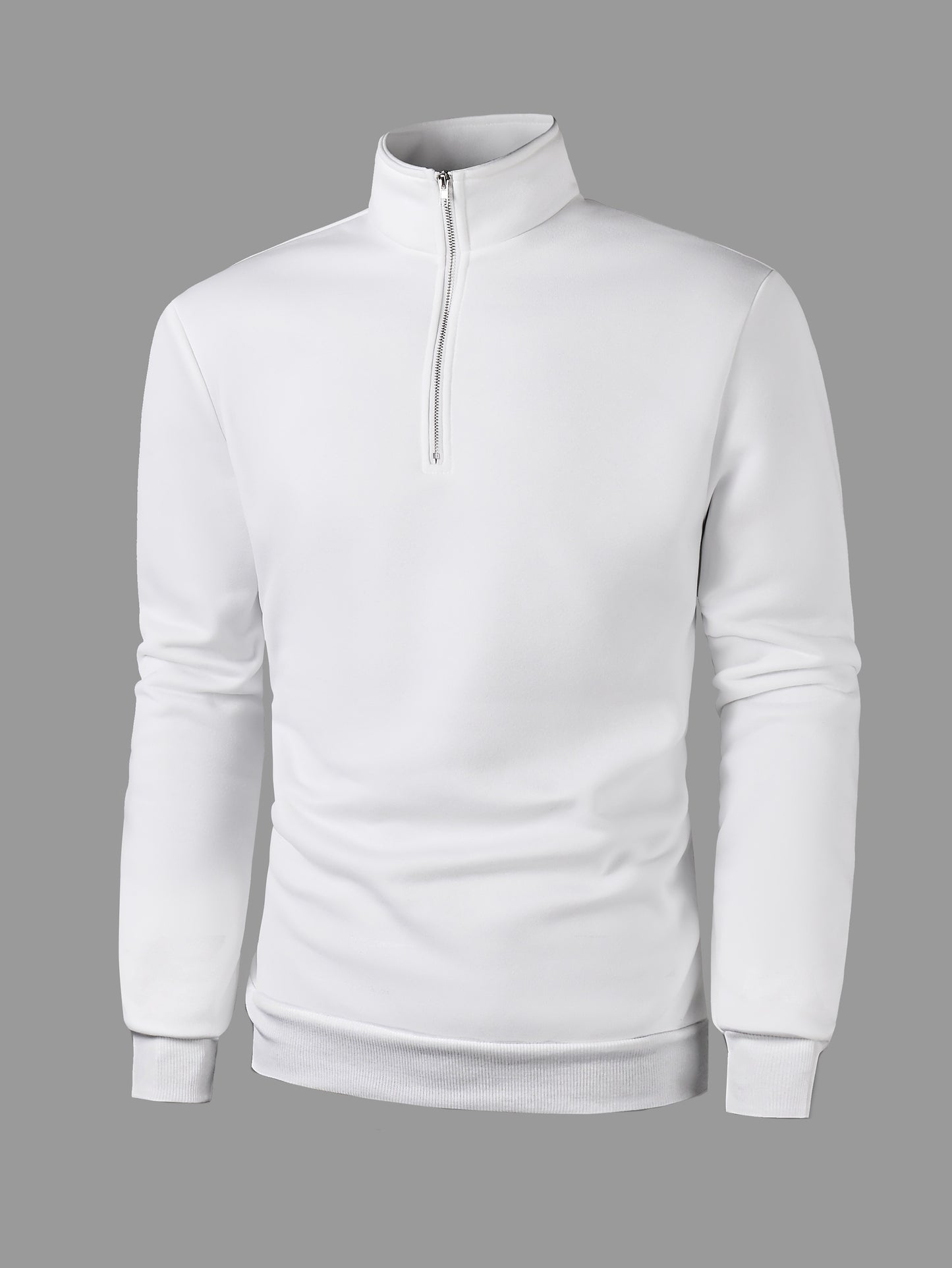 Men's cozy zippered long sleeve sweatshirt, perfect for everyday wear in spring and autumn.