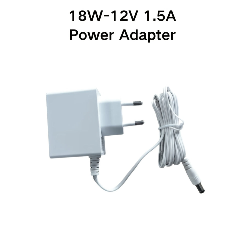 12V power adapter with various amp options, also compatible with 5V and 9V devices. Suitable for LED light strips, security cameras, routers, and speakers.