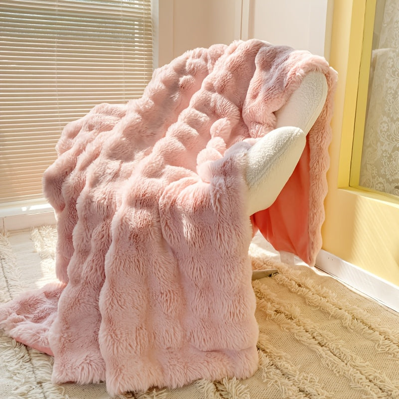 Luxuriously Soft Faux Rabbit Fur Blanket - Available in Solid Colors, Cozy Throw for Couch, Office, Bed, Camping & Travel - Hypoallergenic, Easy to Clean, Rabbit Fleece Blanket, Faux Fur, Plush & Versatile