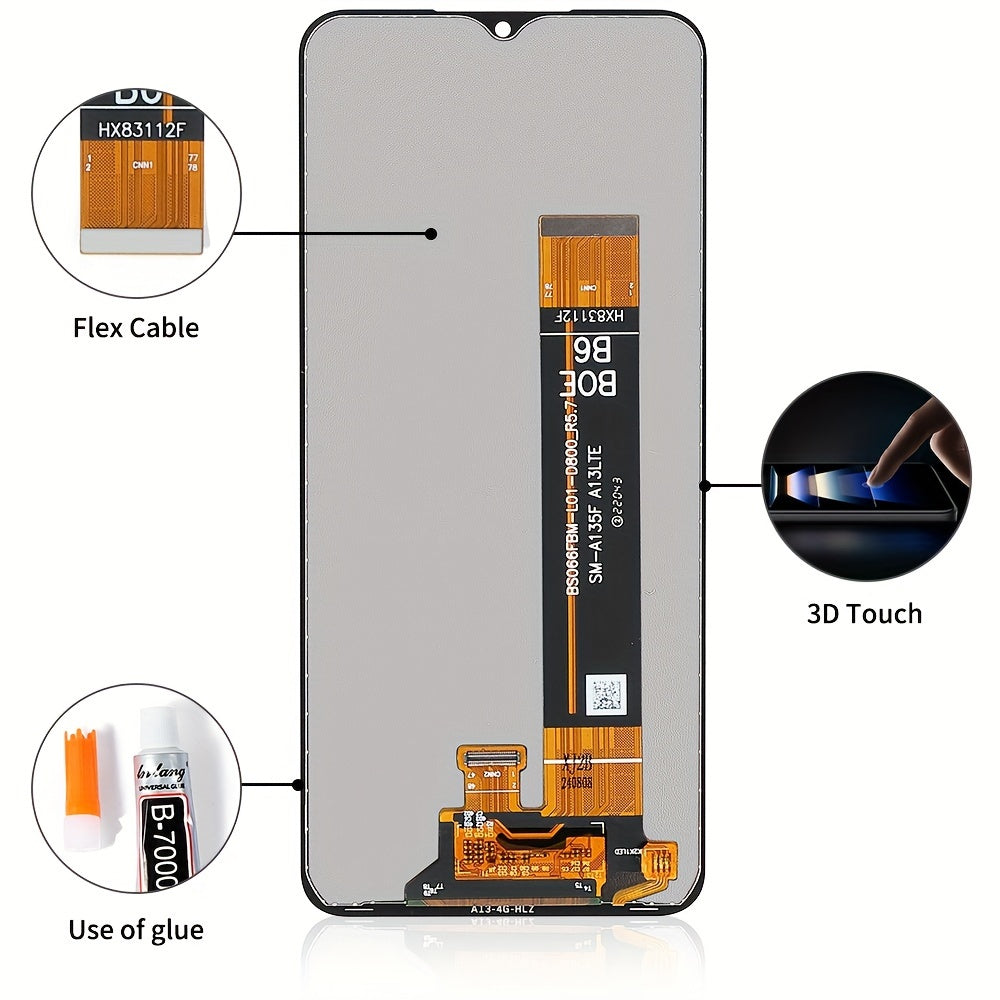 Screen component for Samsung A13/A135/A137 mobile phone.