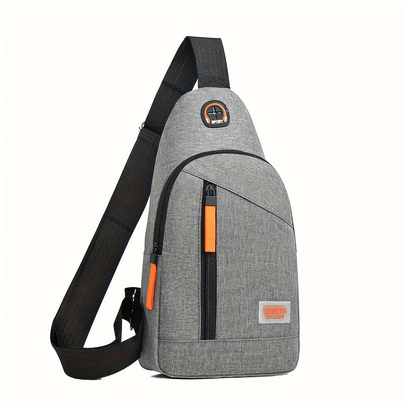 Men's slant shoulder bag with multiple zippered layers for sports and travel.