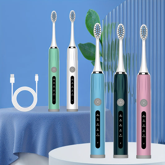 High-quality adult electric toothbrush with USB charging, 8 brush heads. Choose from 5 colors. Fully automatic, suitable for sensitive gums and teeth.