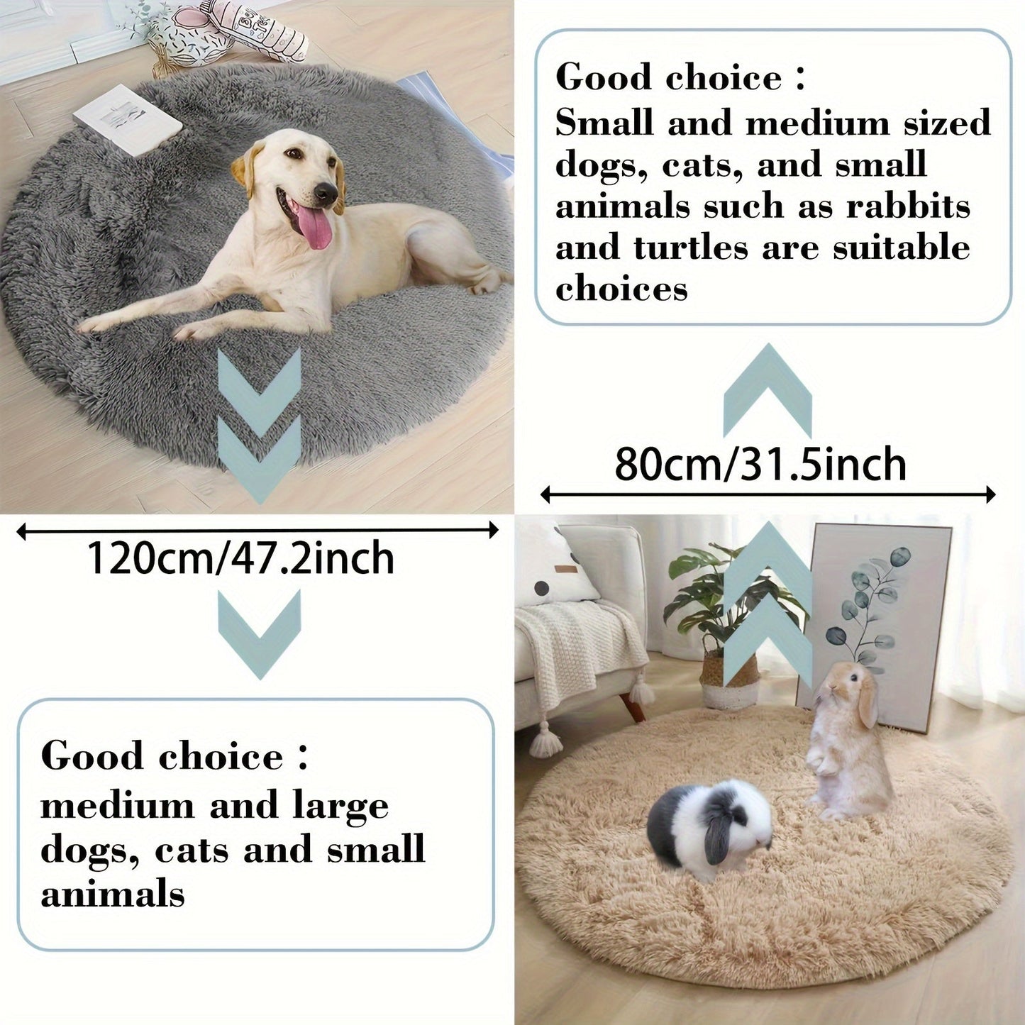 Soft Plush Pet Carpet - Circular, Spacious Rug for Dogs & Cats | Luxurious & Cozy | Water-resistant for Stylish Living Room & Bedroom | 31.5" x 31.5" / 47.2" x 119.89