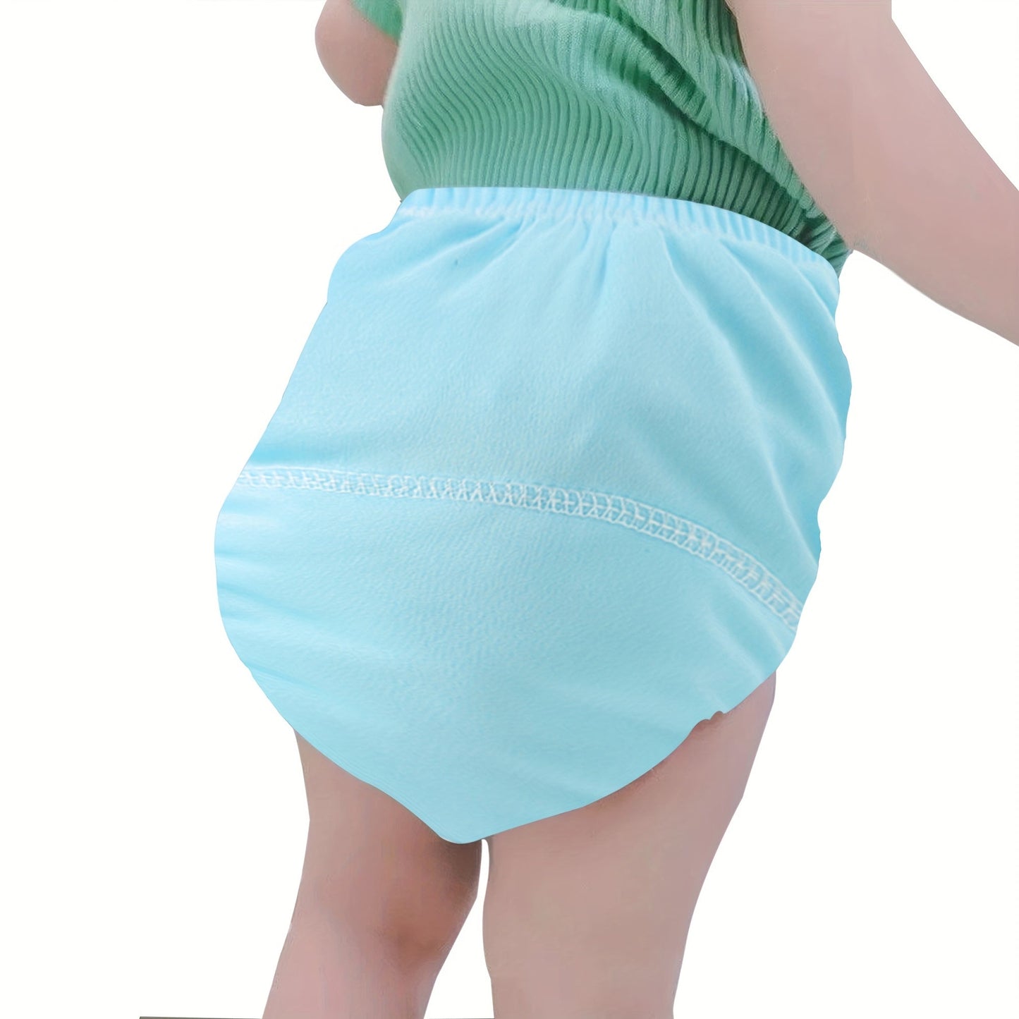 Reusable washable pull-up diaper covers, made of a mixed color knit fabric with elastic design, suitable for ages 0-6 years. It comes in a pack of 6 and is made of polyester material.