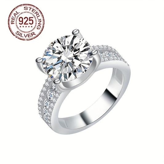 Vintage-inspired 5CT Moissanite Engagement Ring in Elegant White Gold-Plated 925 Sterling Silver, Ideal for Wedding Season and Holiday Celebrations