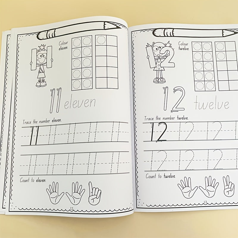 Children's A4 Workbook for Practicing Writing and Coloring Numbers 0-30 with an Emphasis on Developing Grip and Control.