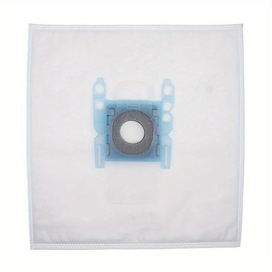 A set of 5 Bosch Type G vacuum cleaner dust bags with non-woven filters and plastic floor attachment accessories.