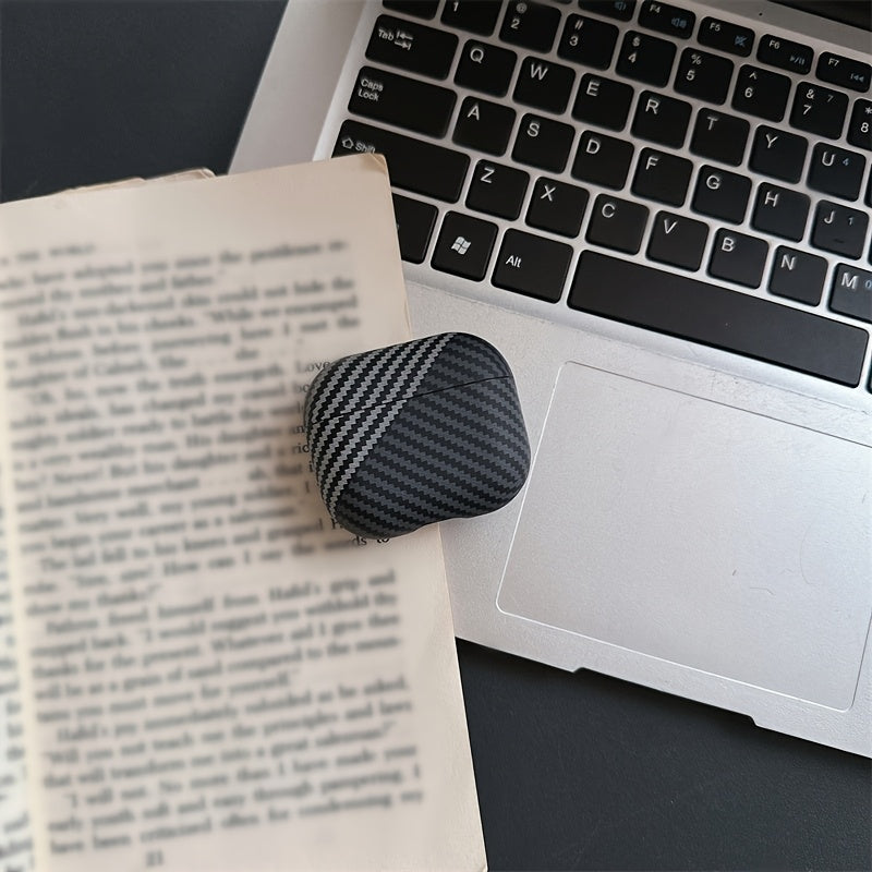 Carbon fiber color striped Airpods Pro case for various Apple headphone models.