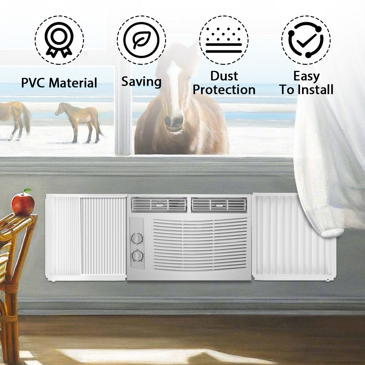 The Mamamax Adjustable Window Air Conditioner Side Panels and Frame Kit is designed to provide a dust-proof insulation solution for your AC unit. Made of easy-to-install PVC material, these filler panels require no power and effectively seal off heat and