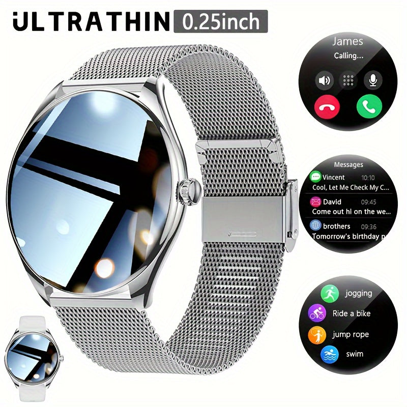 Sleek smart watch gift with 1.43" touch screen, SMS/call functions, Android/iPhone compatible, fitness tracker with 100+ sports modes.