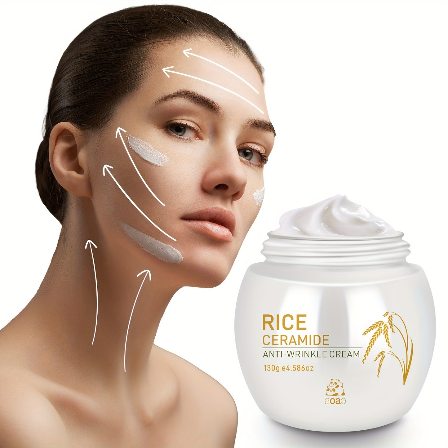 Rice cream collagen anti-aging moisturizer tightens skin, reduces fine lines, and promotes a younger appearance.