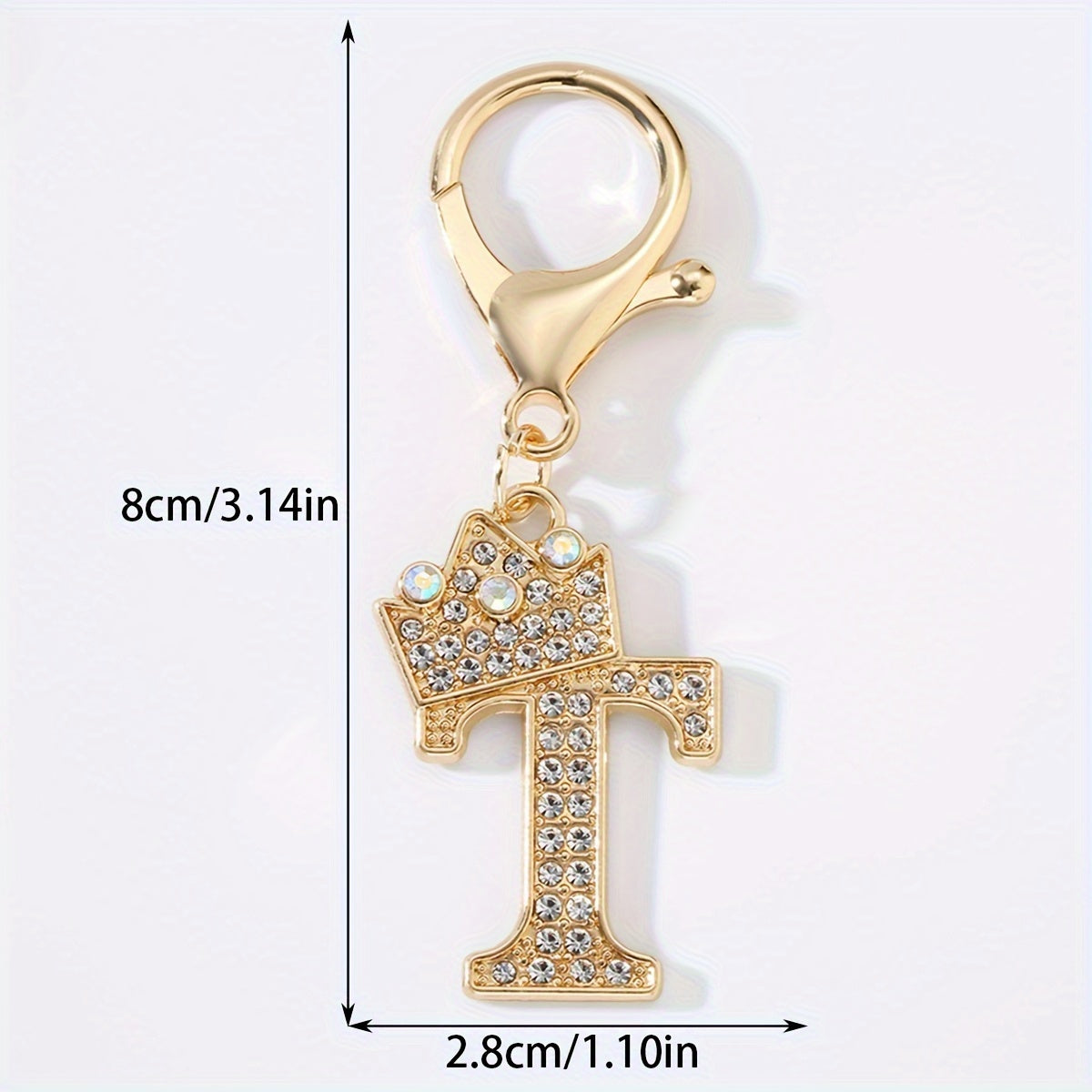 1pc Fashion Zinc Alloy Artificial Diamond Crown 26 English Letters Key Chain for Men, Bag Pendant for Friends.