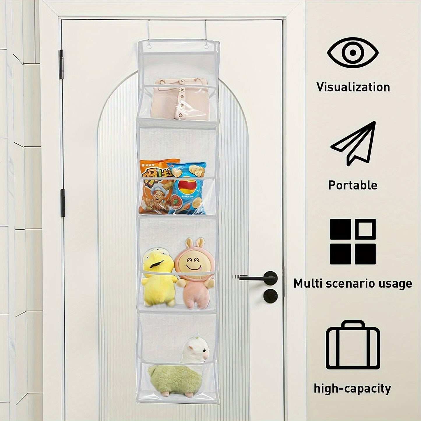 This versatile hanging organizer features four pockets and a durable fabric design, perfect for use in wardrobes, bathrooms, bedrooms, or dorm rooms. The transparent window and reinforced rack make it easy to see and access your items. Complete with two