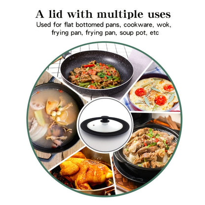 Tempered Glass Lid with Silicone Edge, Heat Resistant from 230°F-450°F, Transparent and Shatter-Resistant, Strong Sealed Handle, Compatible with Different Pot Sizes - Pot Not Included