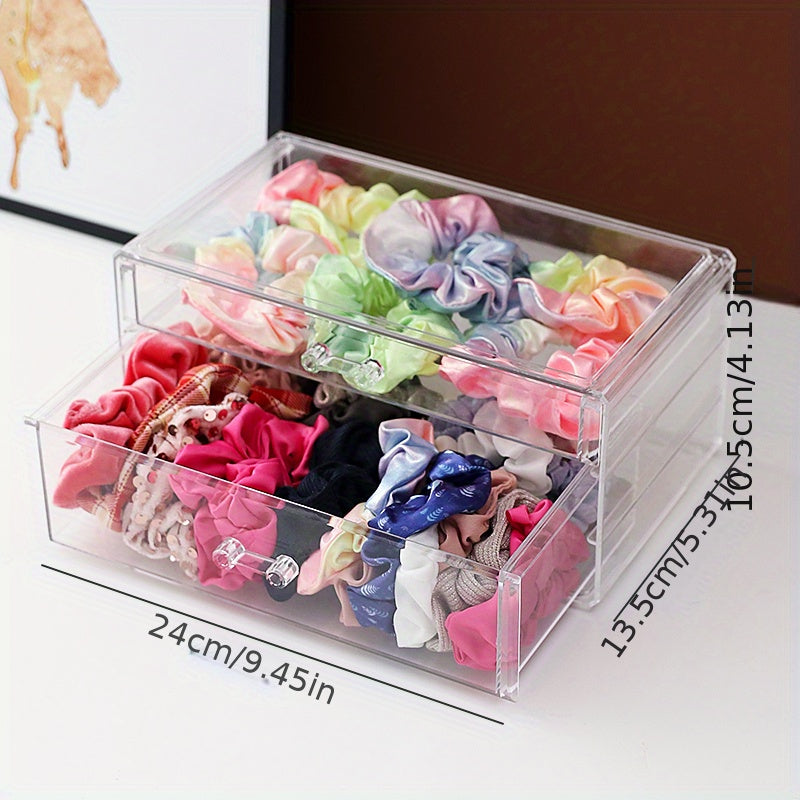 Hair accessories storage jewelry box with transparent and dustproof design, featuring an elastic band for hair rings and a comb box for hair clips. This large capacity storage box is perfect for organizing and storing all your jewelry.