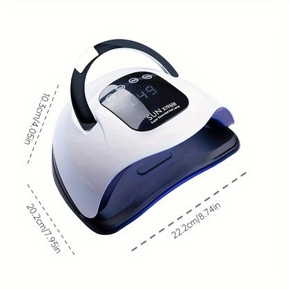 Nail dryer with 72 LED beads, UV gel curing lamp with 4 timer settings, durable for salon and home use.