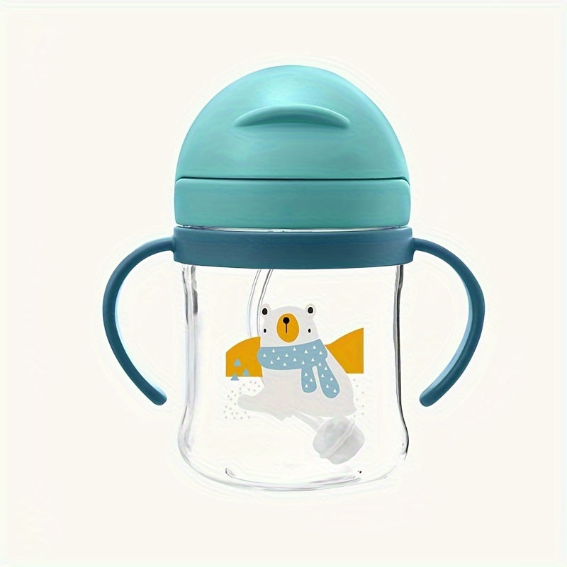 250ml Cartoon Print Kids Drinking Mug with Straw, Durable Leak-Proof Plastic, BPA-Free, Easy to Carry and Clean