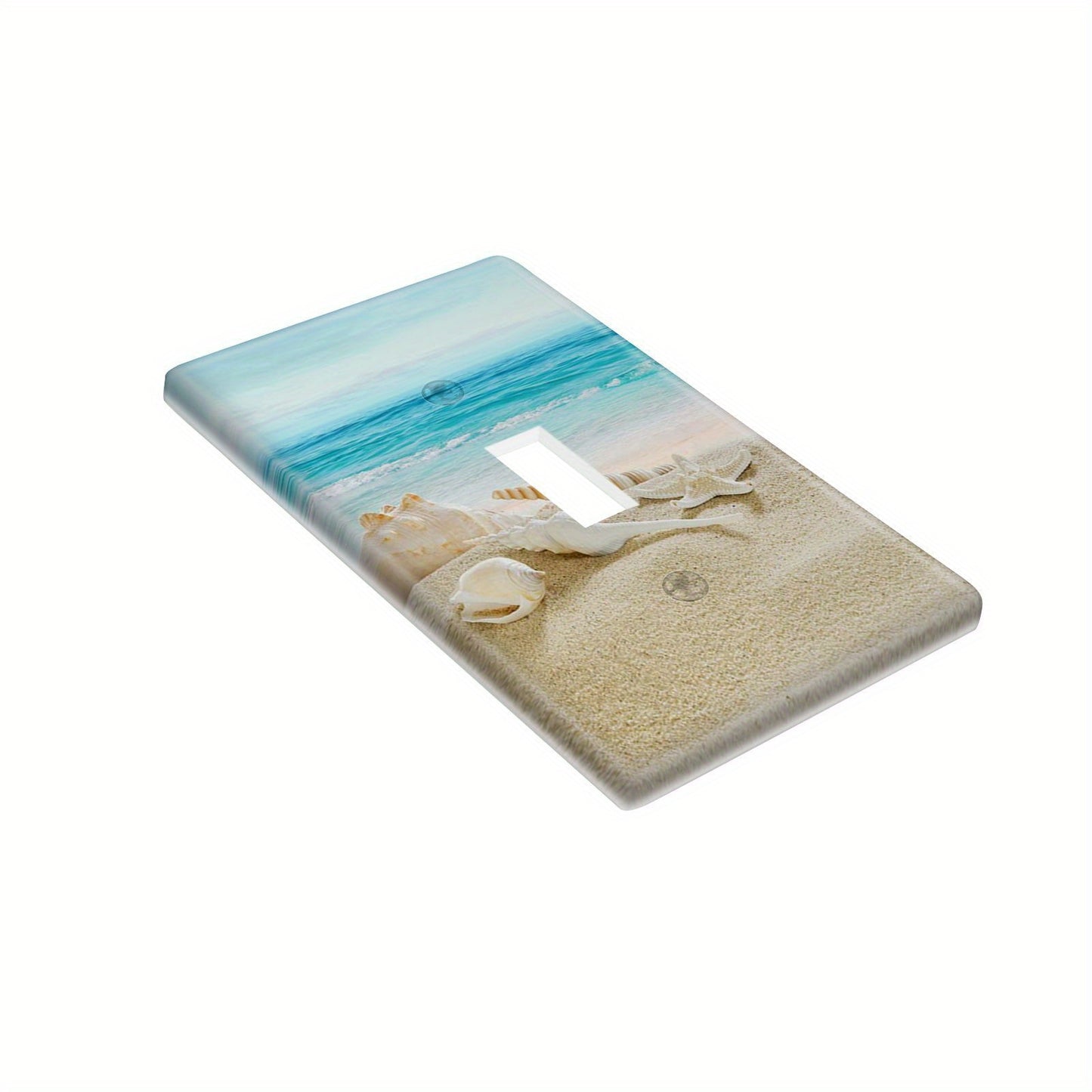 Unbreakable Conch Beach Printed Single Rocker Light Switch Cover - Dual Hole Design, Easy Twist-On Installation, Battery-Free Home Decor