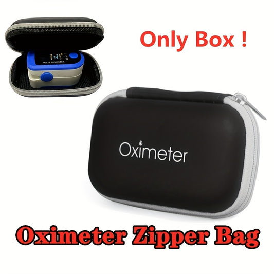 Zippered storage bag with silicone protector for fingertip pulse, ideal for home or travel.