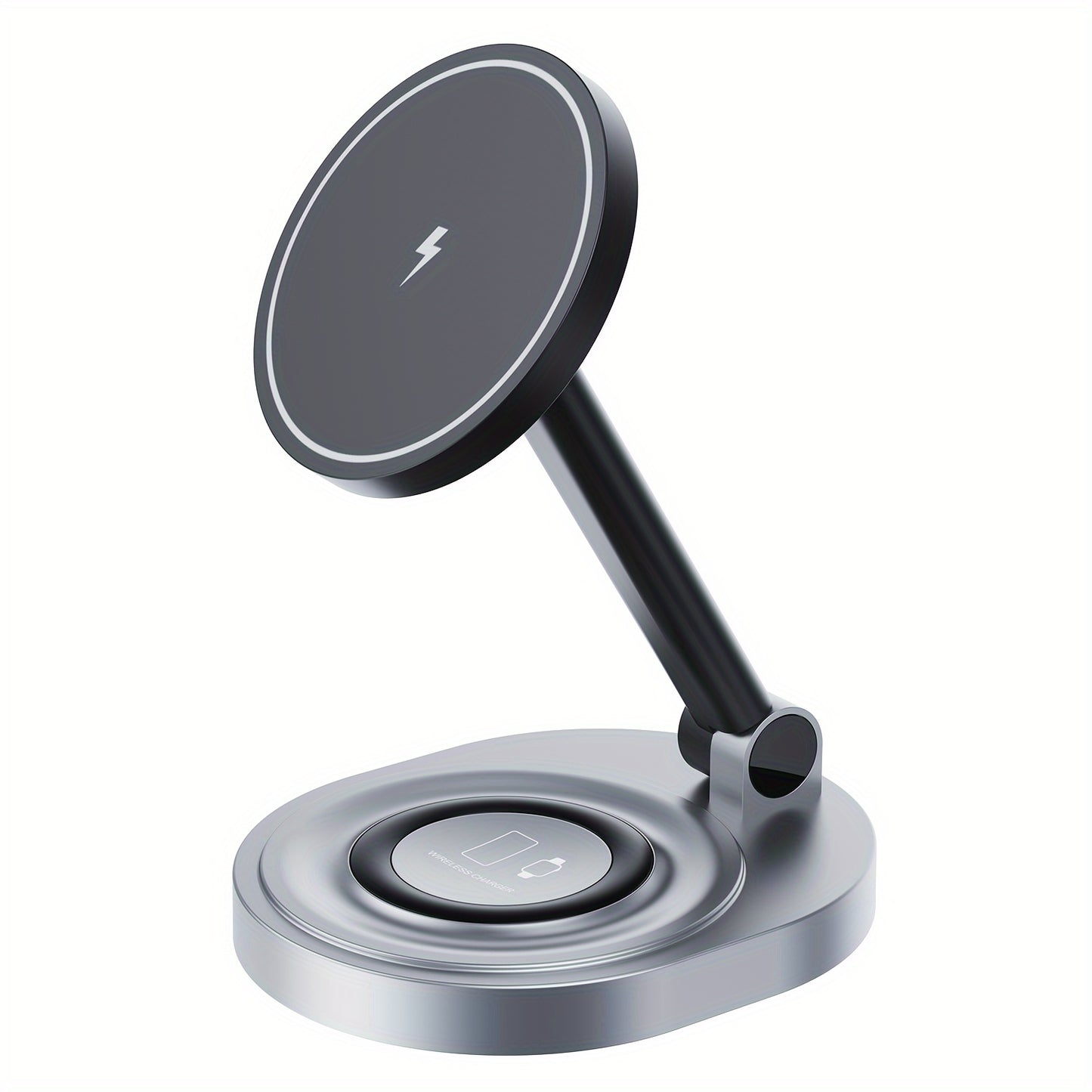 2in1 Fast Magnetic Wireless Charger Stand for iPhone and AirPods, compatible with multiple devices.