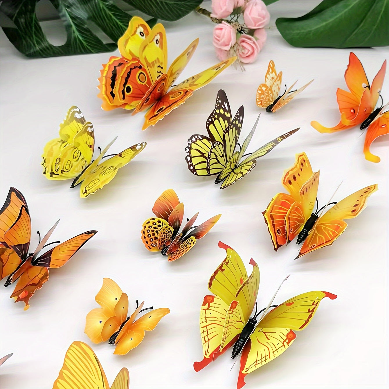 12pcs of vibrant 3D butterfly wall decals in blue shades, double-layer design, removable and self-adhesive stickers for home decor, parties, and weddings. Made of paper, these butterfly decorations are perfect for adding a touch of nature to your living