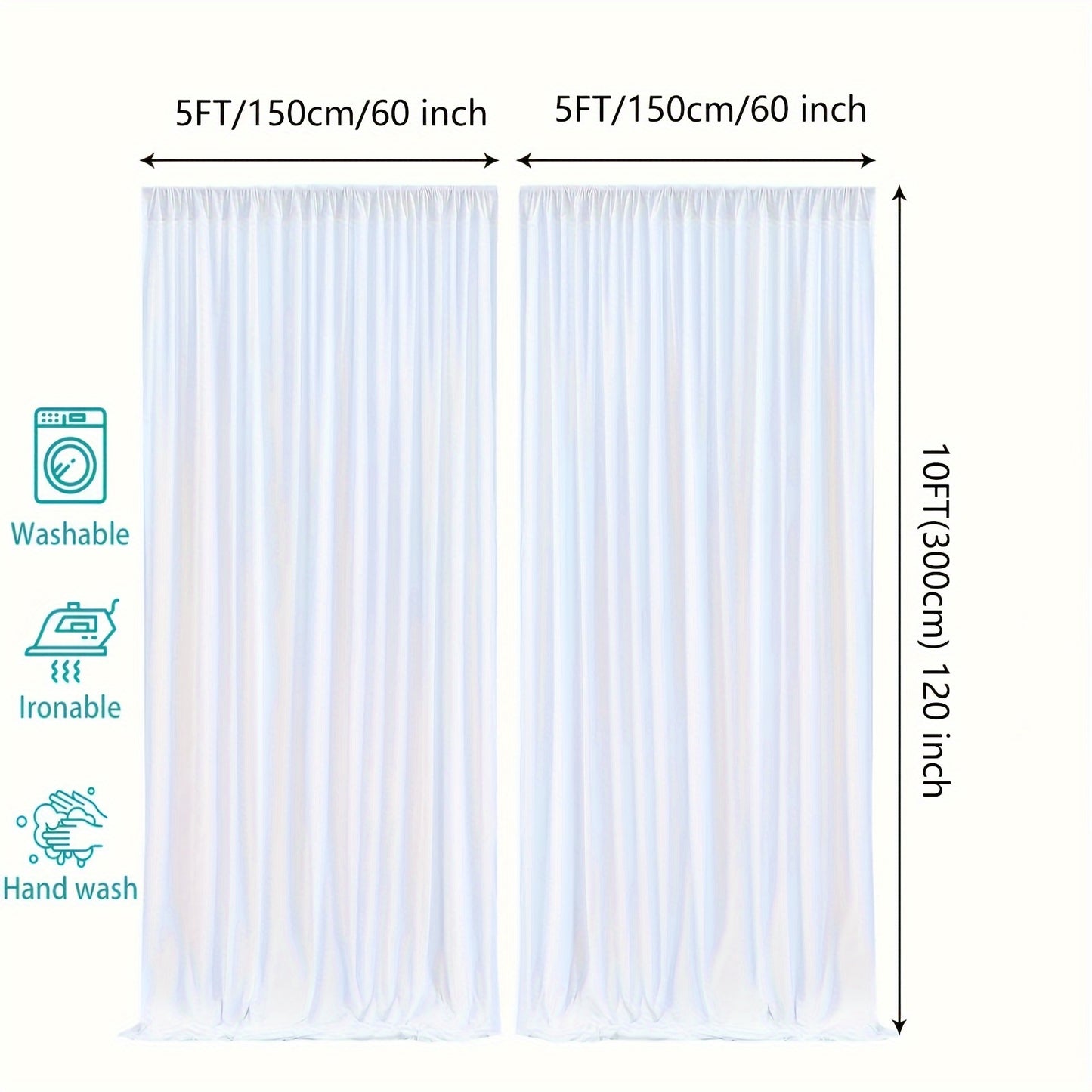 2 elegant white tulle backdrop curtains - ideal for weddings, baby showers, and photo backdrops.