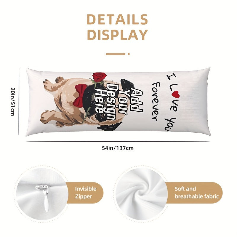 Personalized Dog Body Pillow: A Special Gift for Dog Lovers - Extra Long Pillowcase with Custom Photo and Design, Printed on Both Sides, Pillow Core Not Included, Size 20x54 inches