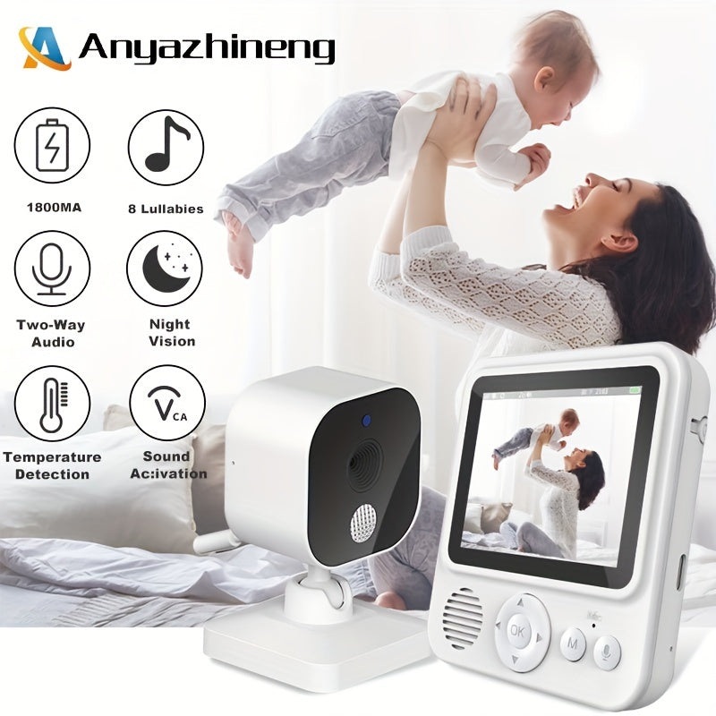 Monitor with Camera and Audio, Real-time Monitoring, 7.62 cm HD Display Video Home Camera with Two-Way Talk, Temperature Display, and Cry Alarm; No APP or Playback Function.