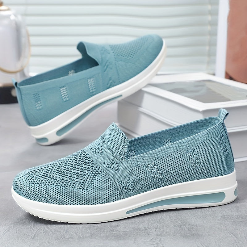 Women's lightweight, breathable flat shoes with air cushion support and slip-on design in solid colors. Stylish and comfortable for spring and autumn.