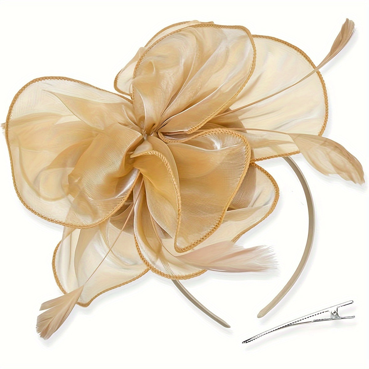 Elegant 1950s Style Fascinator Yarn Derby Hat for Women - Featherless Flower Hair Hoop Perfect for Tea Party, Cocktail, Wedding - Pack of 1 with Gift Box