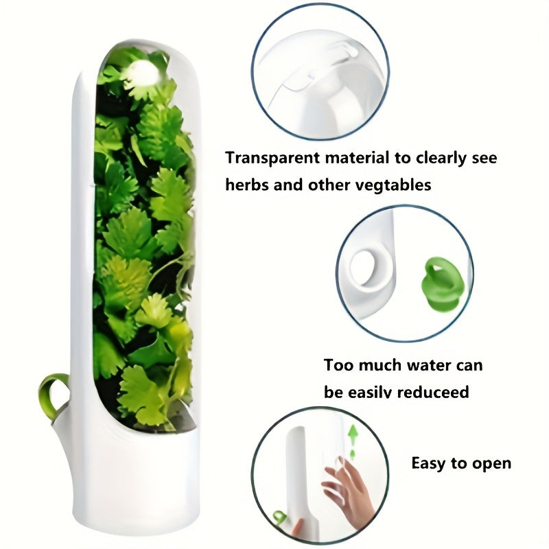 Set of Plastic Refrigerator Herb Saver Pods - Ideal for Preserving Coriander, Mint, Parsley, and Asparagus Freshness - Food Safe