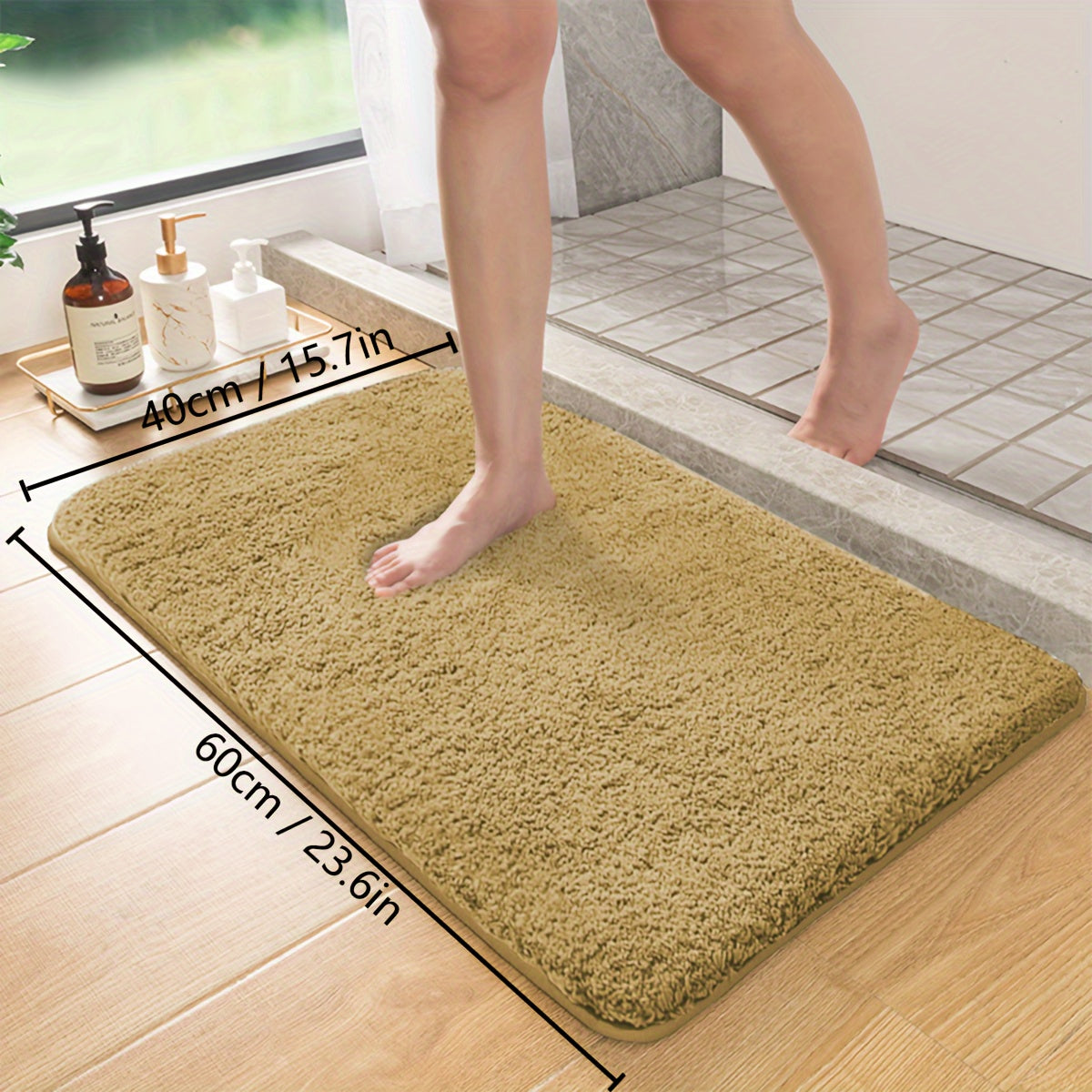 Thick Lamb Velvet Bath Mat with Ultra-Soft Feel - Highly Absorbent, Anti-Slip, and Stain-Resistant Rug for Home Entryway