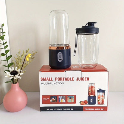 The Portable Blender is a convenient personal mixer designed for creating smoothies and shakes on the go. It comes with a travel lid and a 400ml USB rechargeable mini blender fruit juicing cup, featuring 6 blades for efficient blending. Perfect for use