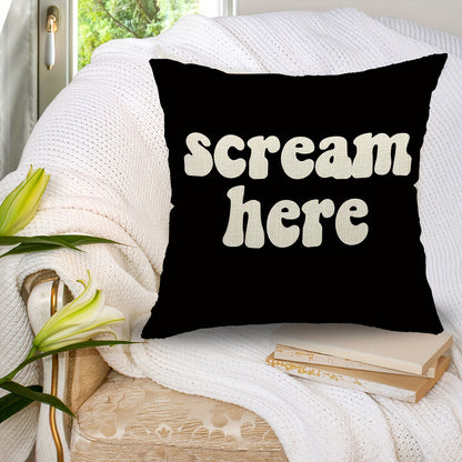 Modern Scream Throw Pillow Cover in Soft Plush Material, Zippered Accent for Home Décor, Machine Washable - 45.72x45.72 cm