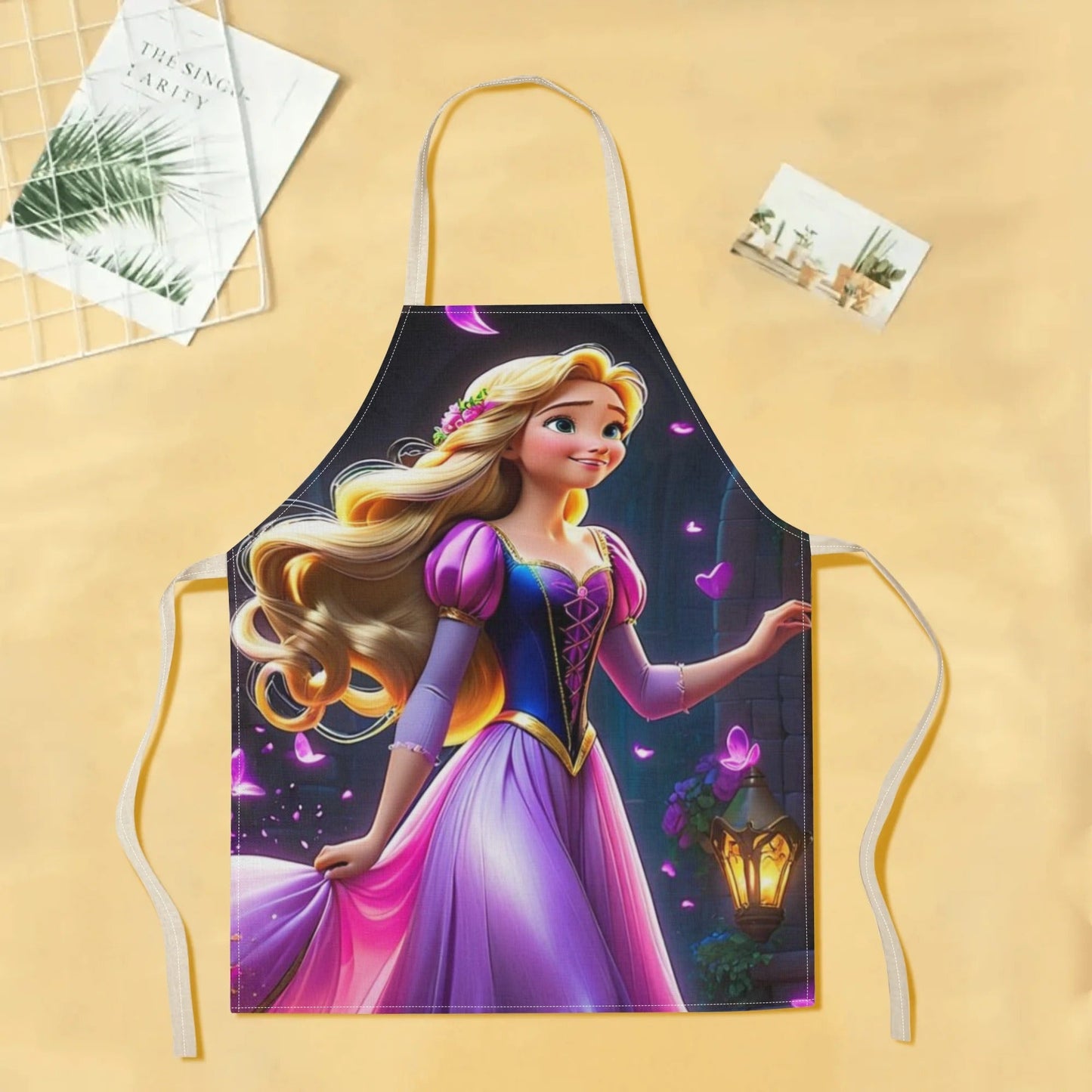 Durable and Elegant Polyester Disney Cinderella Cartoon Waterproof Apron - Ideal for Home Use, Hotels, Supermarkets, Restaurants, Fruit Shops, and Milk Tea Stands