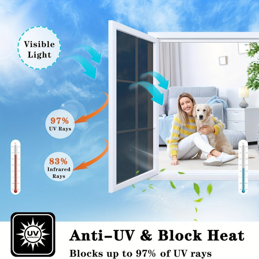 2mil Thick PET Material Classic Style Privacy Screen Mirror Film with Self-Adhesive Peel and Stick Mounting for Home and Office Use, Providing Sun Protection, Anti-UV, and Heat Control