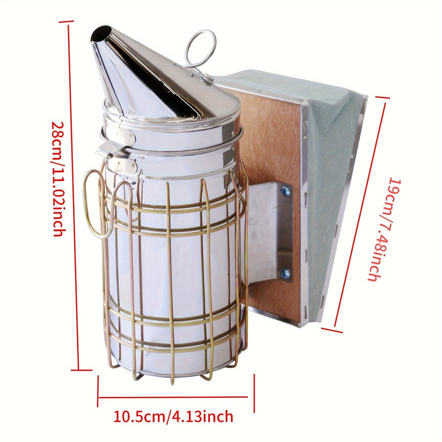 Stainless steel Bee Hive Smoker with heat shield for beekeepers.