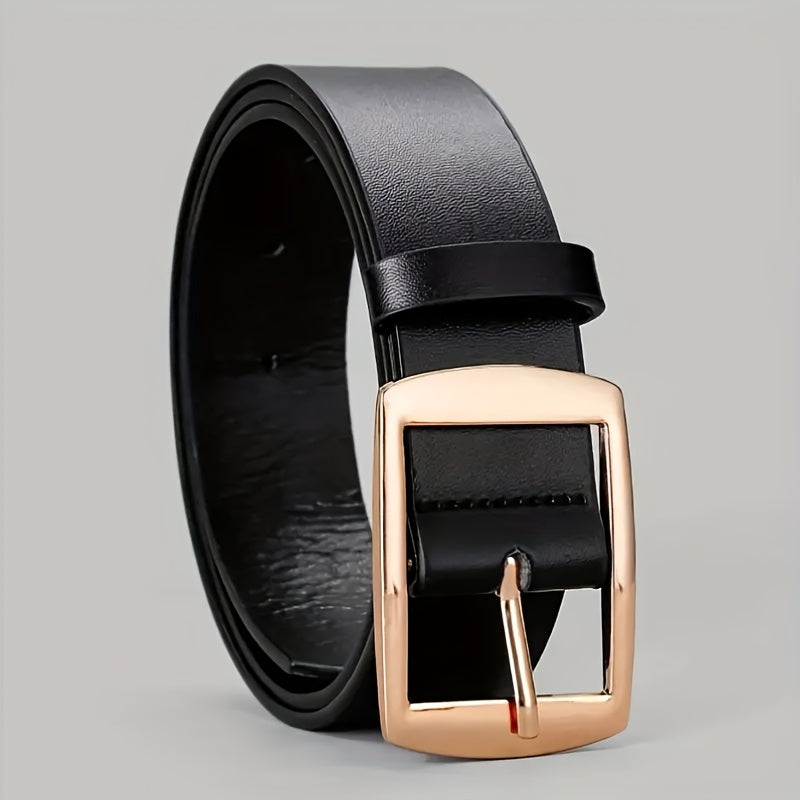 Men's simple and retro PU leather belt with smooth buckle for daily wear